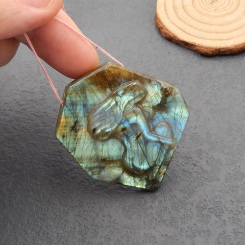 Natural Labradorite Carved lady Pendant Bead 60x50x9mm