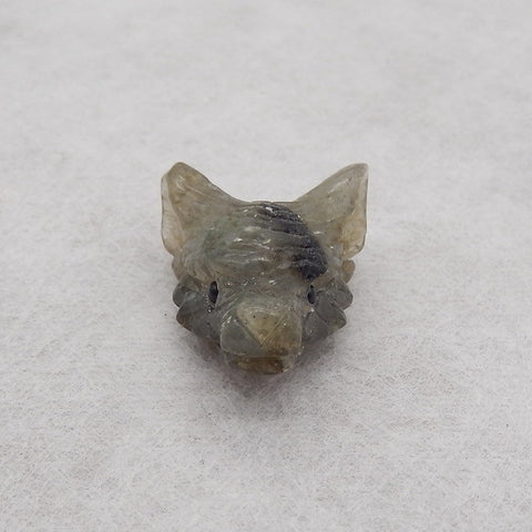 Handmade Carved Natural Labradorite Wolf Head Pendant,22x17x10mm, 3.4g