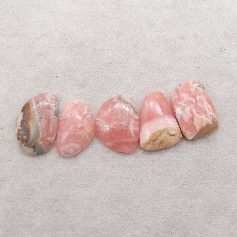 5 PCS Natural Argentina Rhodochrosite Cabochons,18x11x3mm, 16x10x3mm, 7.2g