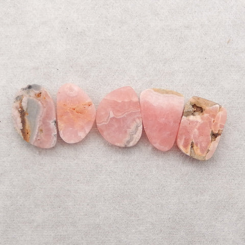 5 PCS Natural Argentina Rhodochrosite Cabochons,18x11x3mm, 16x10x3mm, 7.2g