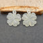 Boucles d'oreilles trèfle à quatre feuilles sculptées à la main 2 pièces en jade néphrite sculpté, 27x24x4mm, 8.5g