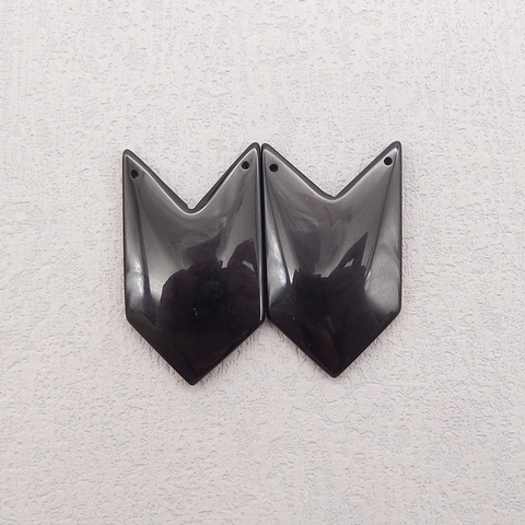 Natural Obsidian Gemstone Double Hole Earring Beads, Semi Precious Stone,Gemstone Wholesale,40x24x4mm,12.7g