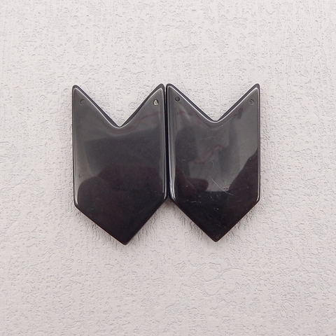 Natural Obsidian Gemstone Double Hole Earring Beads, Semi Precious Stone,Gemstone Wholesale,40x24x4mm,12.7g