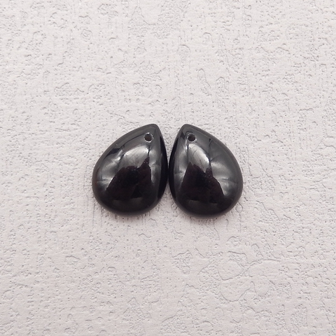 Natural Obsidian Flatback Teardrop Gemstone Earring Beads, Semi Precious Stone,16x12x4mm,2.2g