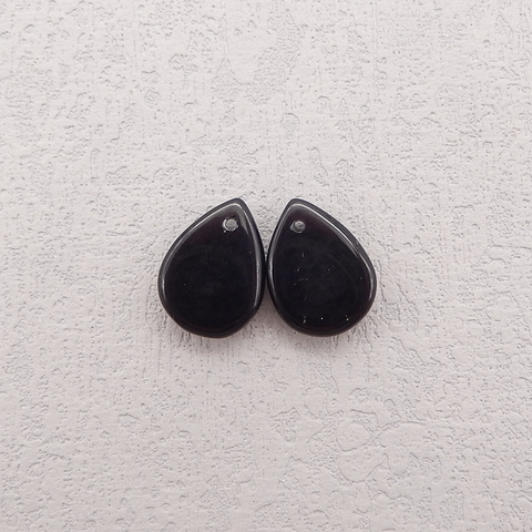 Natural Obsidian Flatback Teardrop Gemstone Earring Beads, Semi Precious Stone,16x12x4mm,2.2g