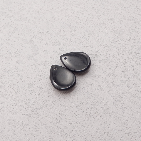 Natural Obsidian Flatback Teardrop Gemstone Earring Beads, Semi Precious Stone,16x12x4mm,2.2g