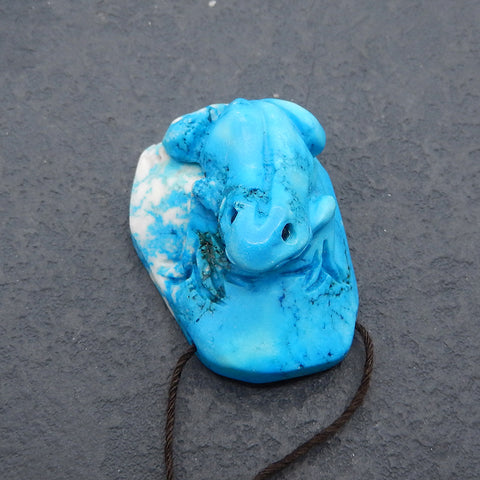 Carved Howlite Frog Gemstone Pendant Bead, Popular Stone Animal Pendant For Necklace, 35x26x18mm, 18.9g