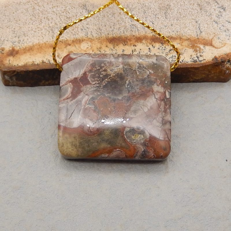 Natural Ocean Jasper Pendant Bead 29*30*8mm, 15.7g