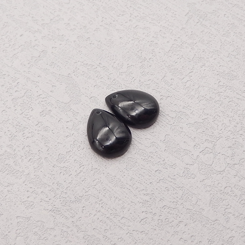 Natural Obsidian Flatback Teardrop Gemstone Earring Beads, Semi Precious Stone,16x12x4mm,2.2g