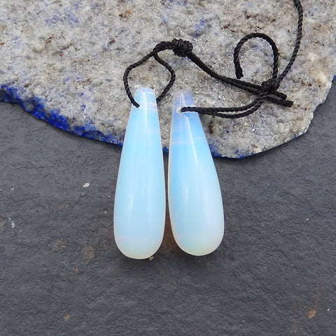 Opalite Gemstone Earring Beads,Drilled Stone Earring Pair, Handmade Jewelry DIY Making, 29x9m, 5.9g