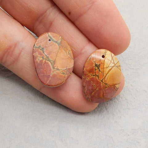 Natural Red Creek Jasper Earring Beads 22x19x6mm, 8.4g