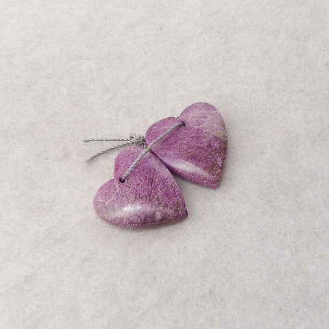 1 SET Natural African Purple Stone Heart Shape Earrings Beads and Heart Shape Pendant,Semi-Precious Gemstones for Jewelry Making,32x31x6mm,20x18x5mm,11.2g