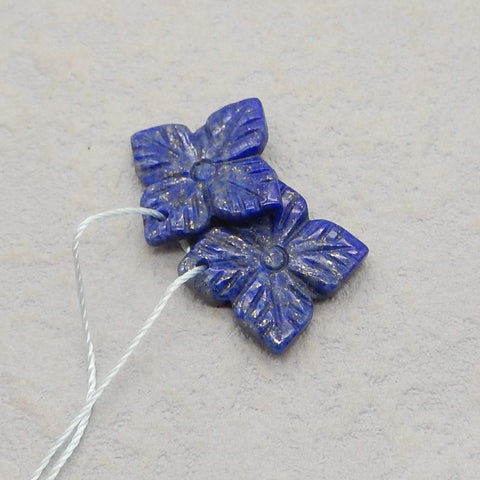 Boucles d'oreilles en pierres précieuses de lapis-lazuli naturel, 19 x 20 x 3 mm, 6 g