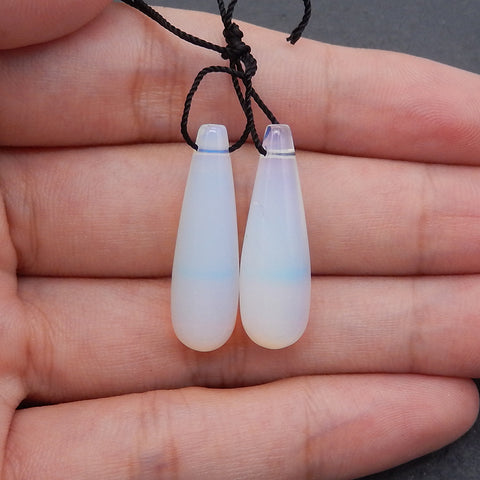 Opalite Gemstone Earring Beads,Drilled Stone Earring Pair, Handmade Jewelry DIY Making, 29x9m, 5.9g