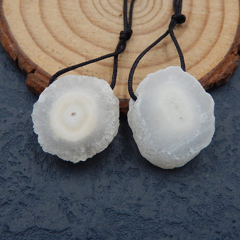 1 paire de boucles d'oreilles Nature White Geode Quartz Druzy Stone pour collier, 20X18X6mm, 7.1g