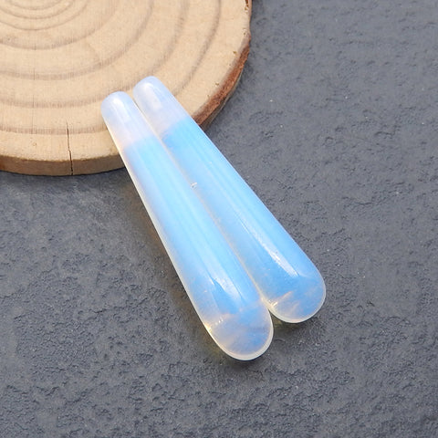 Natural Opalite Top Half Drilled Earrings Beads, Stone For Earrings Making, 39x8mm, 7g