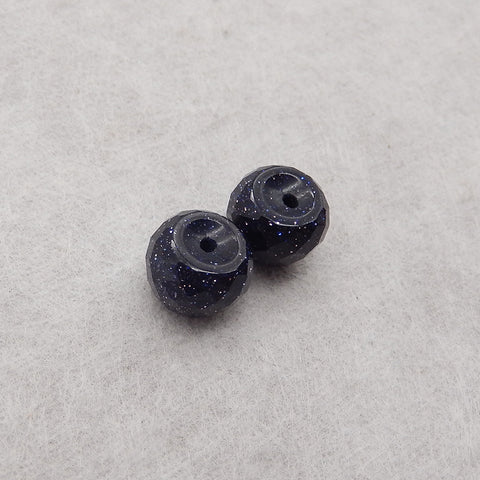 1 Pair Natural Blue Sand Sun Sitara Gemstone, Top Half Drilled,Jewelry DIY Making, 8x10mm, 2.3g