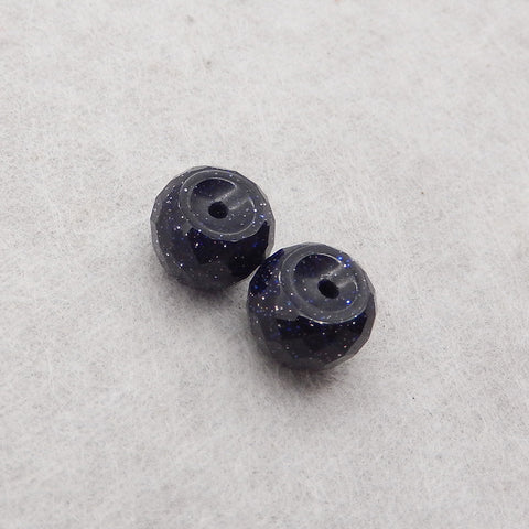 1 Pair Natural Blue Sand Sun Sitara Gemstone, Top Half Drilled,Jewelry DIY Making, 8x10mm, 2.3g