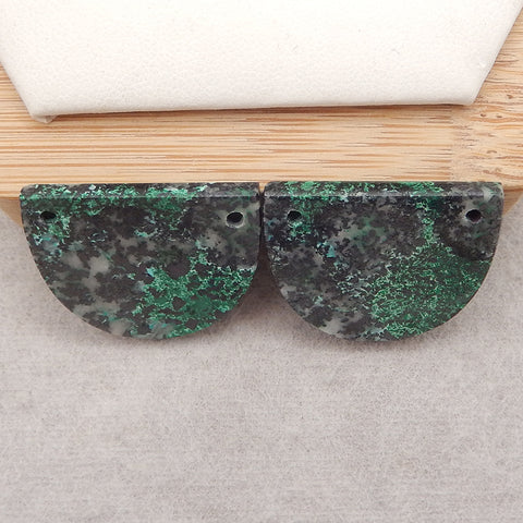 Natural  Chrysocolla Gemstone Earring Beads, Double Holes Gemstone Earrings,20x25x3mm, 9.1g