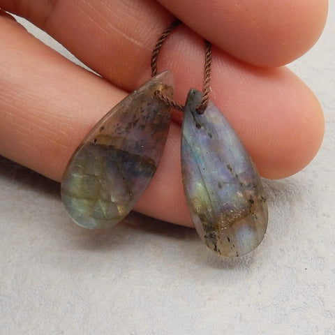 Natural Labradorite Earring Beads 23x11x4mm, 3.2g