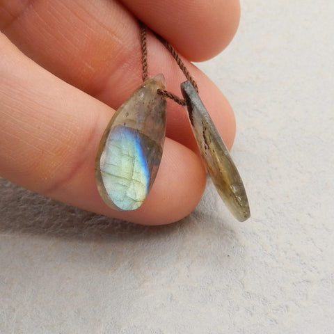 Natural Labradorite Earring Beads 23x11x4mm, 3.2g