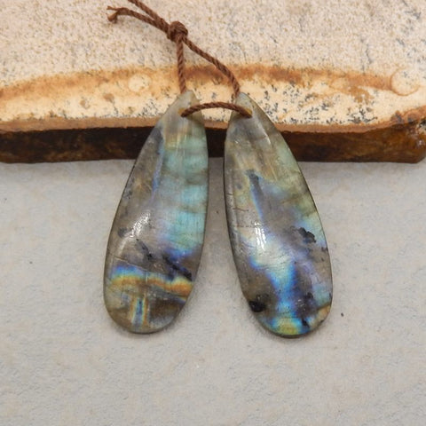 Natural Labradorite Earring Beads 35*13*4mm, 5.8g