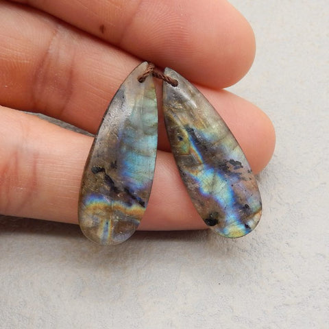 Natural Labradorite Earring Beads 35*13*4mm, 5.8g