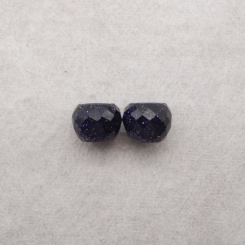 1 Pair Natural Blue Sand Sun Sitara Gemstone, Top Half Drilled,Jewelry DIY Making, 8x10mm, 2.3g