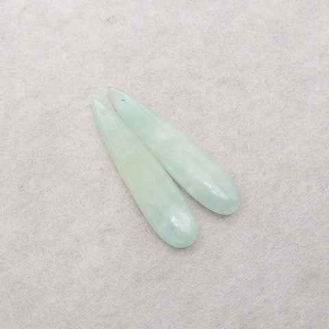 Green Onyx Gemstone Earring Beads,Drilled Stone Earring Pair, Gem Jewelry Gift, 39x9x4mm, 4.3g