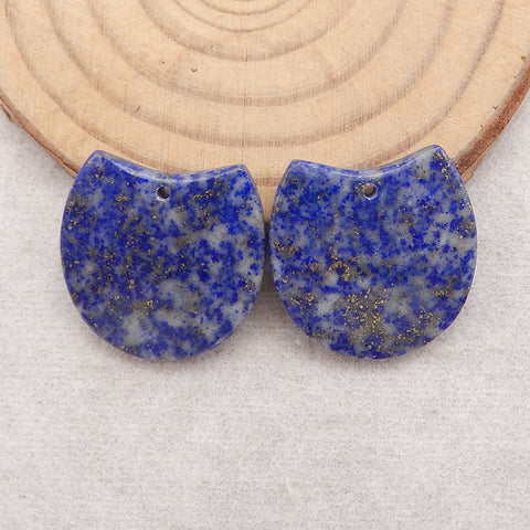 Natural Lapis Lazuli  Gemstone Earring Beads, Jewelry DIY Making, Drilled Gemstone Pair,21x21x4mm, 7.6g