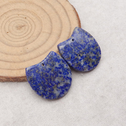 Natural Lapis Lazuli  Gemstone Earring Beads, Jewelry DIY Making, Drilled Gemstone Pair,21x21x4mm, 7.6g