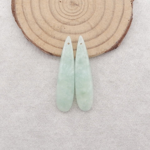 Green Onyx Gemstone Earring Beads,Drilled Stone Earring Pair, Gem Jewelry Gift, 39x9x4mm, 4.3g