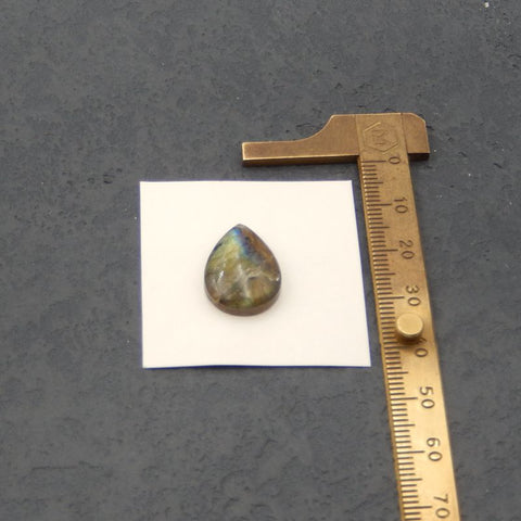 Cabochon en pierre gemme goutte de labradorite naturelle, 18x14x5 mm, 2,4 g