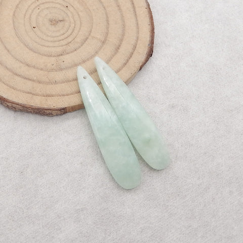 Green Onyx Gemstone Earring Beads,Drilled Stone Earring Pair, Gem Jewelry Gift, 39x9x4mm, 4.3g