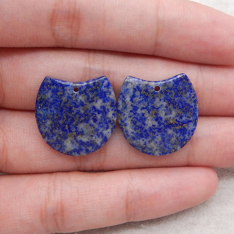 Natural Lapis Lazuli  Gemstone Earring Beads, Jewelry DIY Making, Drilled Gemstone Pair,21x21x4mm, 7.6g