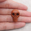 Carved Red Sand Sun Sitara Skull Gemstone Pendant Bead, Unique Stone Pendant For Necklace, 26x17x21mm, 13g