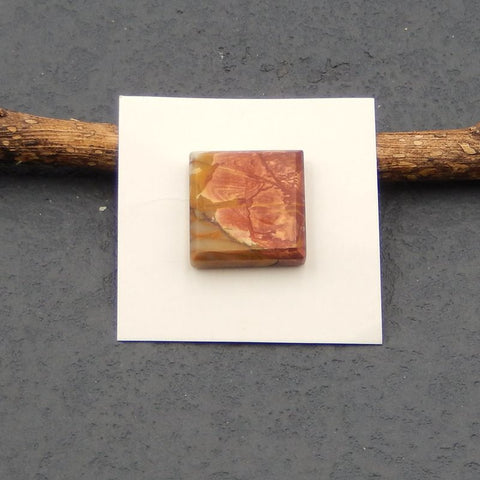 Natural Red Creek Jasper Cabochon 18x18x5mm, 4.0g