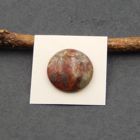 Natural Waring States Red Agate Cabochon 25x25x6mm, 5.8g