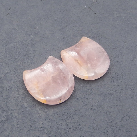 Natural  Rose Quartz Earring Beads,Handmade Gemstone Earring pair,21x21x4mm,6.3g