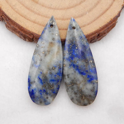 Paire de Boucles d'Oreilles en Lapis Lazuli Naturel 38x14x4mm ,8.10g