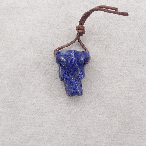 New! Carved Natural Lapis Lazuli Animal Head Pendant, Gemstone Pendant For Necklace, Stone Animal Pendant, 19x13x10mm, 4.3g