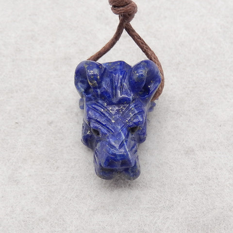 New! Carved Natural Lapis Lazuli Animal Head Pendant, Gemstone Pendant For Necklace, Stone Animal Pendant, 19x13x10mm, 4.3g