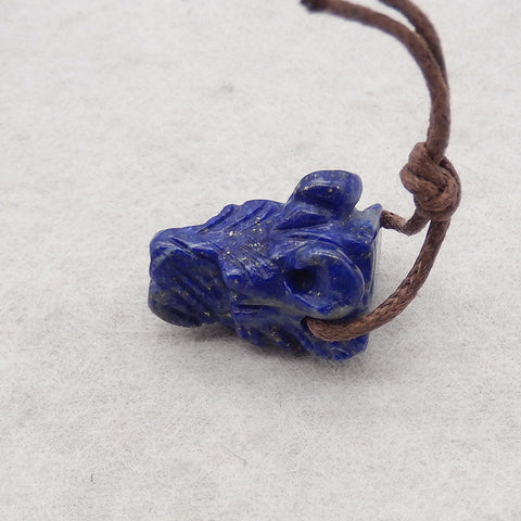 New! Carved Natural Lapis Lazuli Animal Head Pendant, Gemstone Pendant For Necklace, Stone Animal Pendant, 19x13x10mm, 4.3g