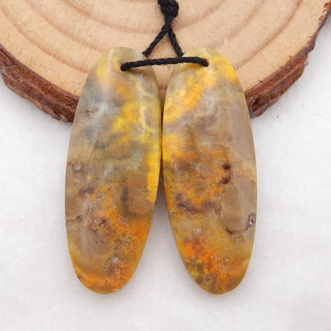 Natural BumbleBee Jasper Earring Beads 36x14x4mm, 6.8g