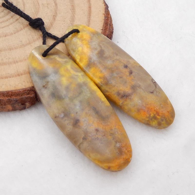 Natural BumbleBee Jasper Earring Beads 36x14x4mm, 6.8g