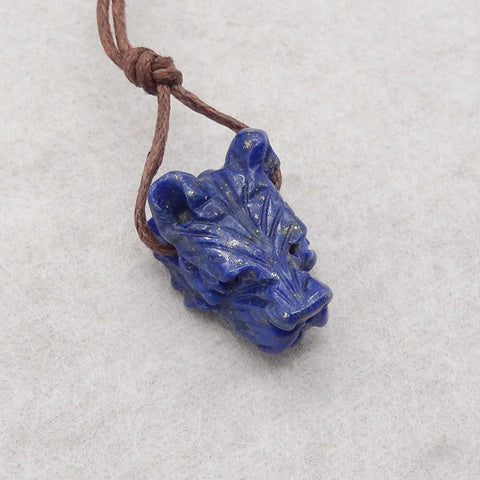 New! Carved Natural Lapis Lazuli Animal Head Pendant, Gemstone Pendant For Necklace, Stone Animal Pendant, 18x13x10mm, 4.3g