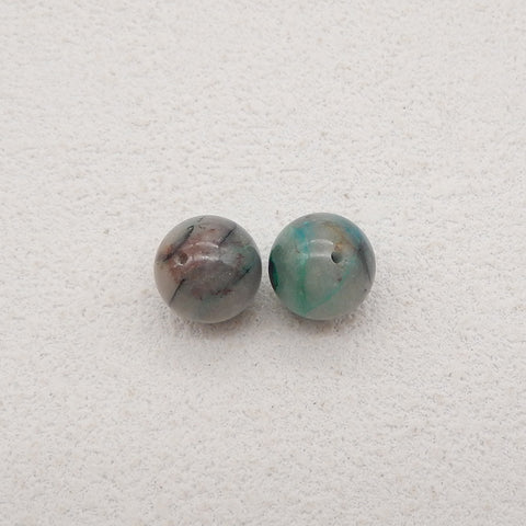 Natural  Chrysocolla Gemstone Earring Beads, Top Half Drilled Gemstone Earrings,10mm, 3g