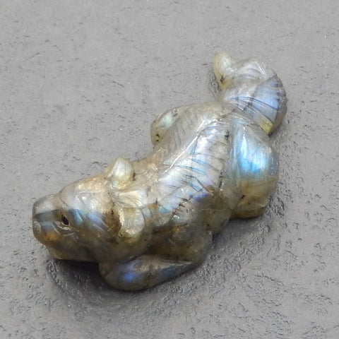 Natural Labradorite Carved dog Cabochon 46x20x15mm, 16.6g