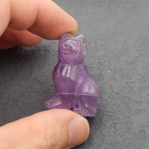 Natural Amethyst Carved Cat Cabochon,40x26x17mm, 21.6g