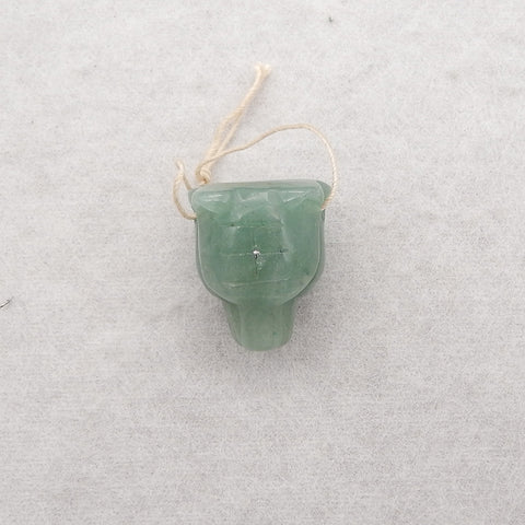 New! Carved Natural Green Aventurine Animal Head Pendant, Gemstone Pendant For Necklace, Stone Animal Pendant, 22x19x19mm, 11.3g